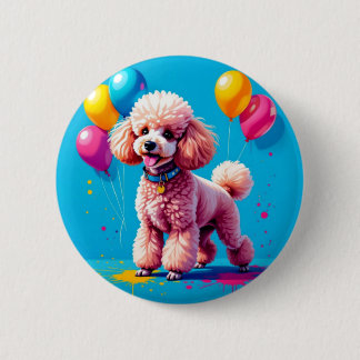 POODLE PARTY 6 CM ROUND BADGE