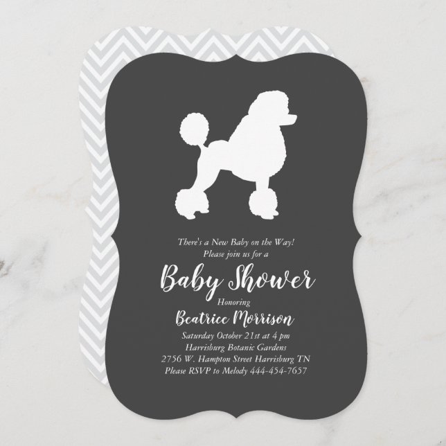 Poodle Party Baby Shower Invitation (Front/Back)