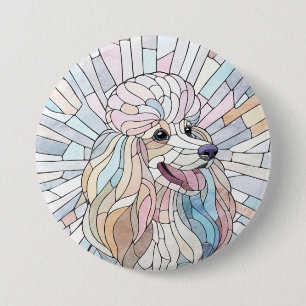 Poodle - pastel mosaic art 7.5 cm round badge