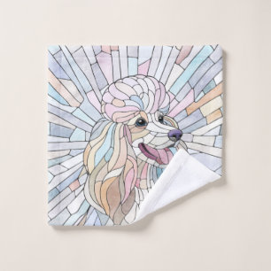 Poodle - pastel mosaic art bath towel set