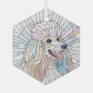 Poodle - pastel mosaic art glass tree decoration