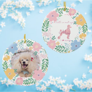 Poodle Pastel Pink Custom Photo & Name Memorial  Ceramic Tree Decoration