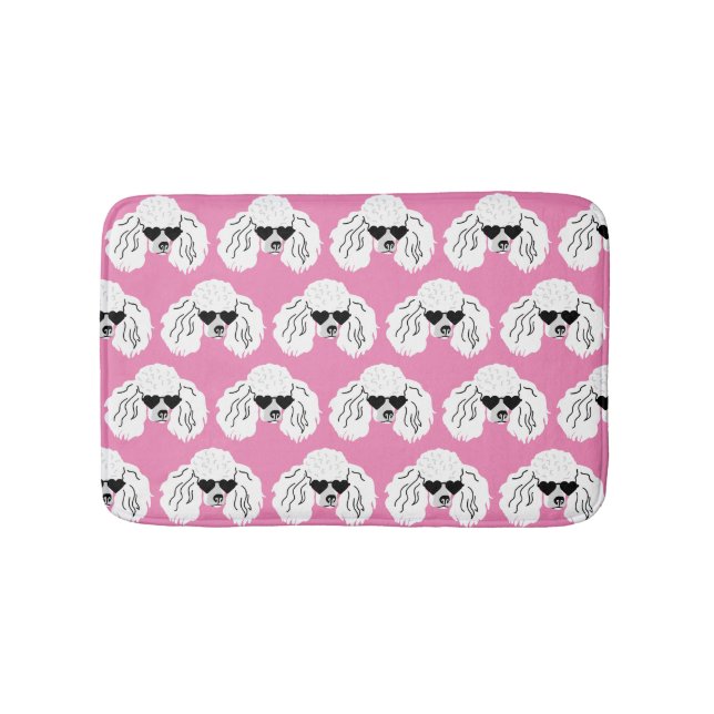 Poodle Pattern Cute Pink Bath Mat (Front)