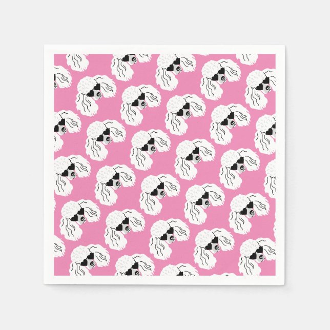 Poodle Pattern Cute Pink Napkin (Front)