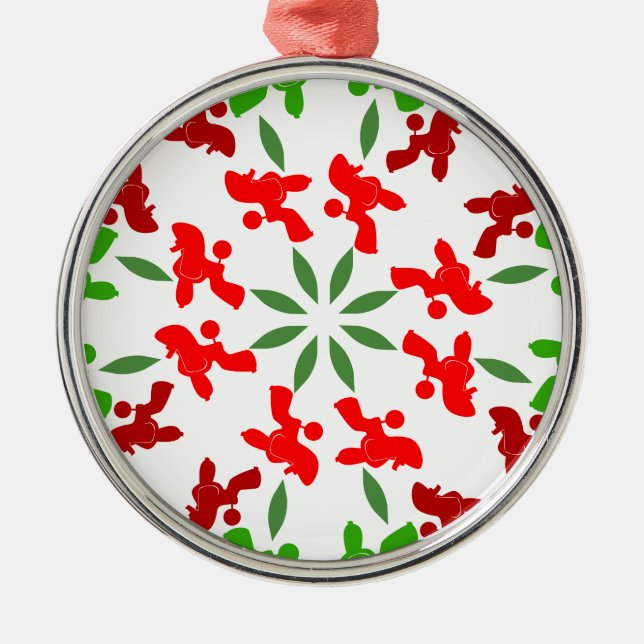 Poodle Pattern Illustration customisable  Metal Tree Decoration (Front)