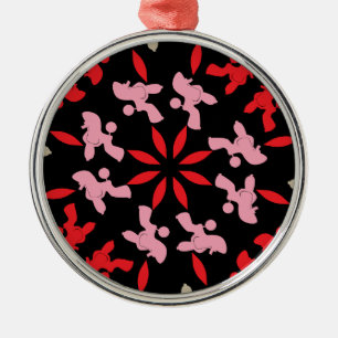 Poodle Pattern Illustration customisable  Metal Tree Decoration