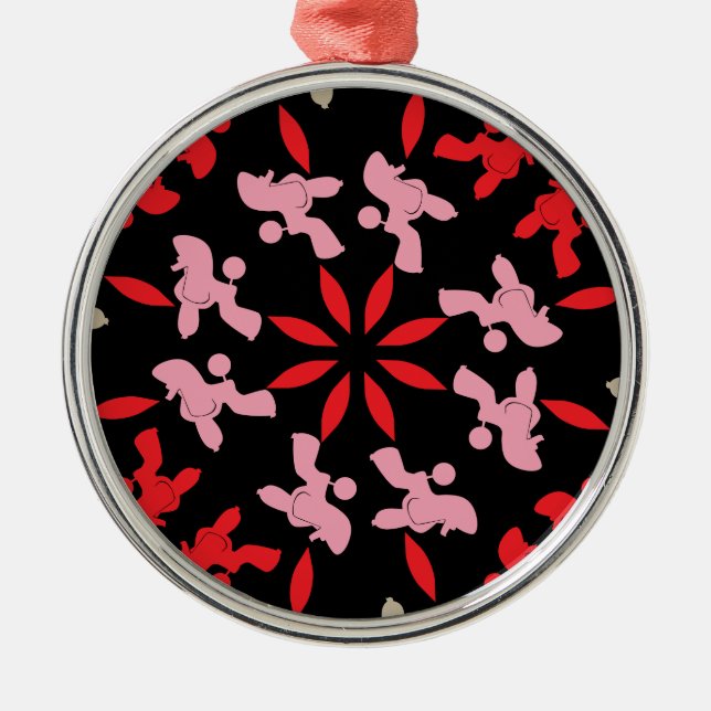 Poodle Pattern Illustration customisable  Metal Tree Decoration (Front)
