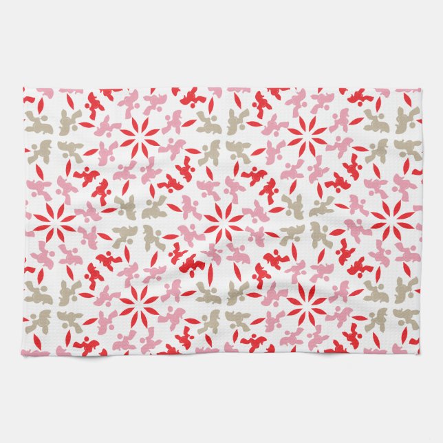Poodle Pattern Illustration customisable  Tea Towel (Horizontal)
