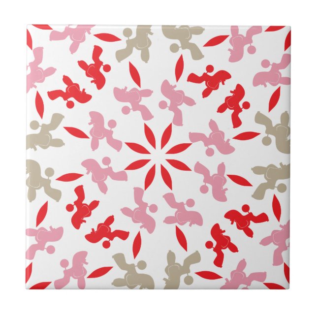 Poodle Pattern Illustration customisable  Tile (Front)