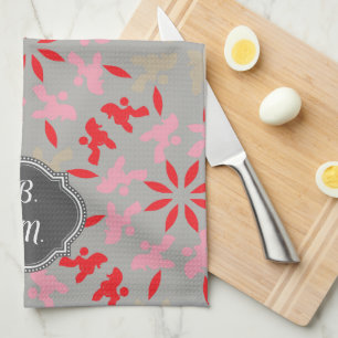 Poodle Pattern Monogramed Tea Towel