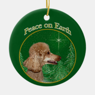 Poodle Peace Ceramic Tree Decoration