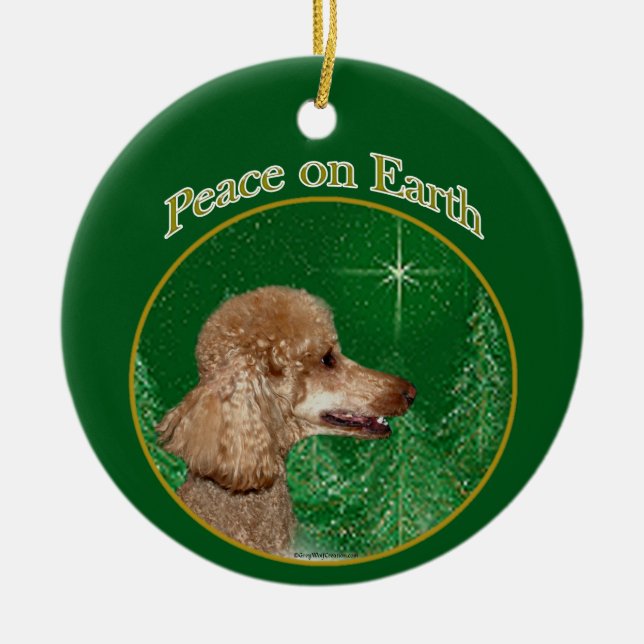 Poodle Peace Ceramic Tree Decoration (Front)