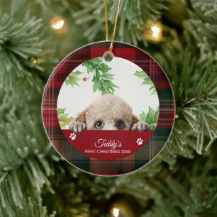 Poodle Personalised First Christmas Ceramic Tree Decoration