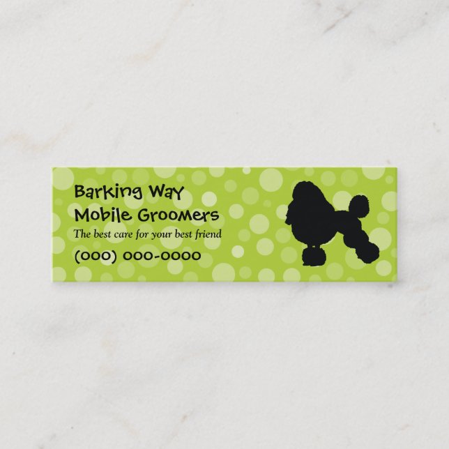 Poodle Pet Care Lime Mini Business Card (Front)