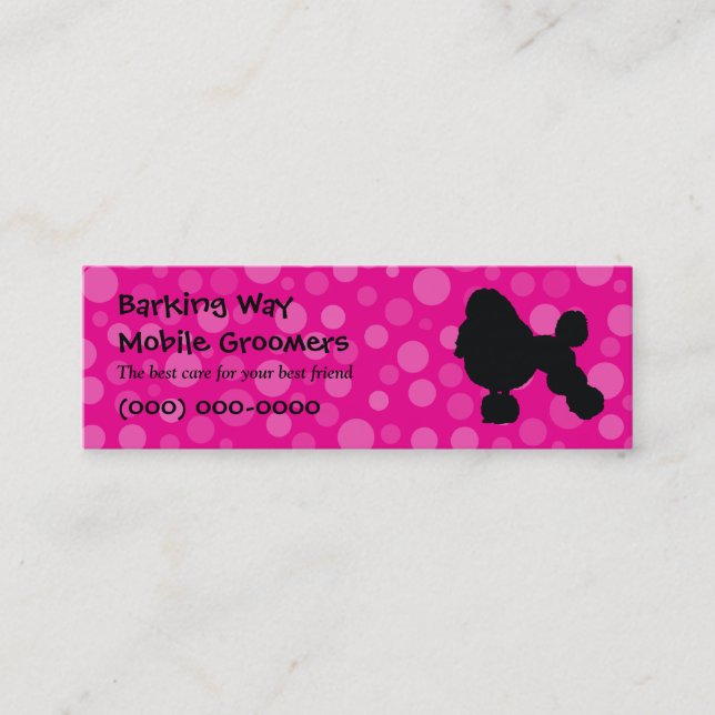Poodle Pet Care Pink Mini Business Card (Front)