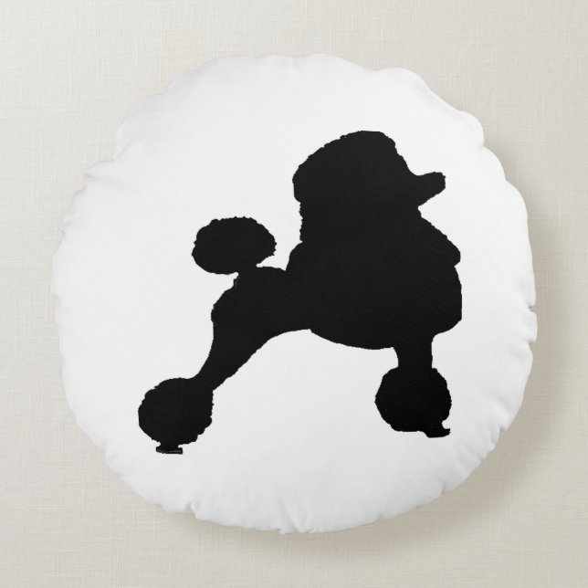 Poodle Pillow - Black and White Poodle Pillow (Front)