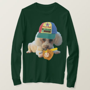 Poodle Play Ball Men's Long sleeve Green  T-Shirt