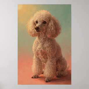 Poodle Portrait in Coral and Sea-Glass Poster