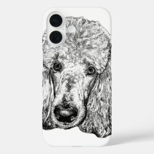 Poodle Portrait Phone Case – Realistic B&W 