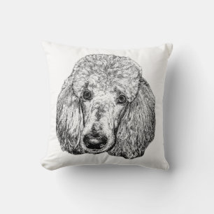 Poodle Portrait Pillow – Detailed Dog Face Art