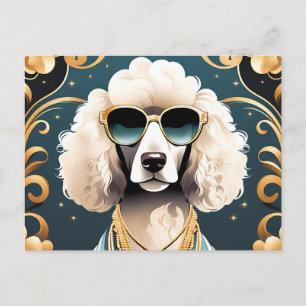 Poodle Portrait With Sunglasses Postcard
