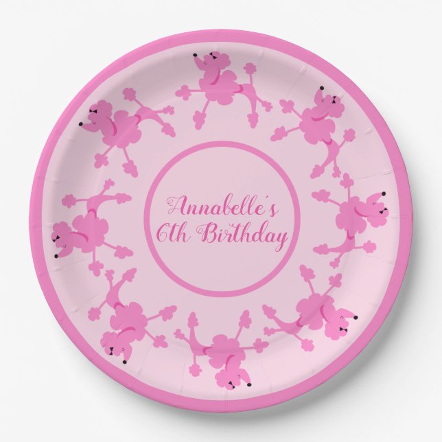 Poodle Power Party Personalise Paper Plate (Front)