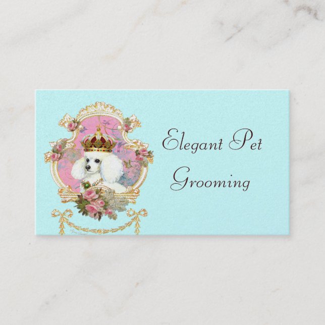 Poodle Princess n Pink Roses Business Card (Front)