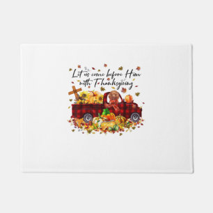 Poodle Pumpkin Vintage Truck Thanksgiving Funny Ha Doormat