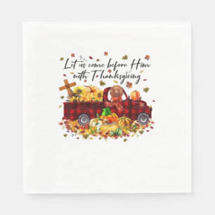 Poodle Pumpkin Vintage Truck Thanksgiving Funny Ha Napkin