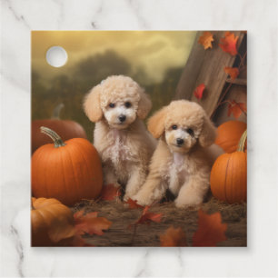 Poodle Puppy Autumn Delight Pumpkin Favour Tags