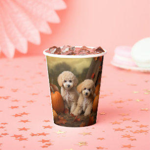 Poodle Puppy Autumn Delight Pumpkin Paper Cups
