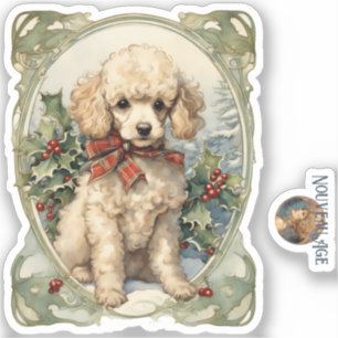 Poodle Puppy Christmas Sticker
