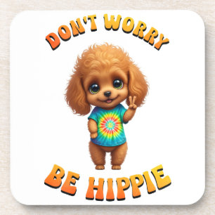Poodle Puppy Hippie Happy Dog  Coaster