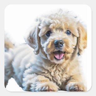 Poodle Puppy Square Sticker