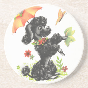 poodle puppy with umbrella coaster