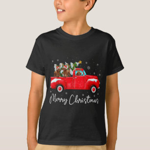 Poodle Red Truck Christmas Santa Hat Xmas Dog Love T-Shirt