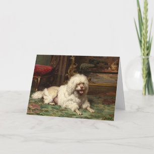 Poodle Resting on the Hearth French School Card