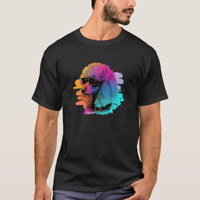 Poodle s Retro Synthwave Aesthetic T-Shirt (Front)