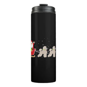 Poodle Santa Christmas Sleigh - Funny Poodle Xmas Thermal Tumbler