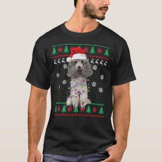 Poodle Santa Christmas Tree Lights T-Shirt