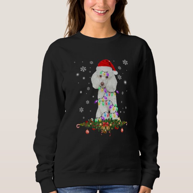 Poodle Santa Christmas Tree Lights Xmas Sweatshirt (Front)