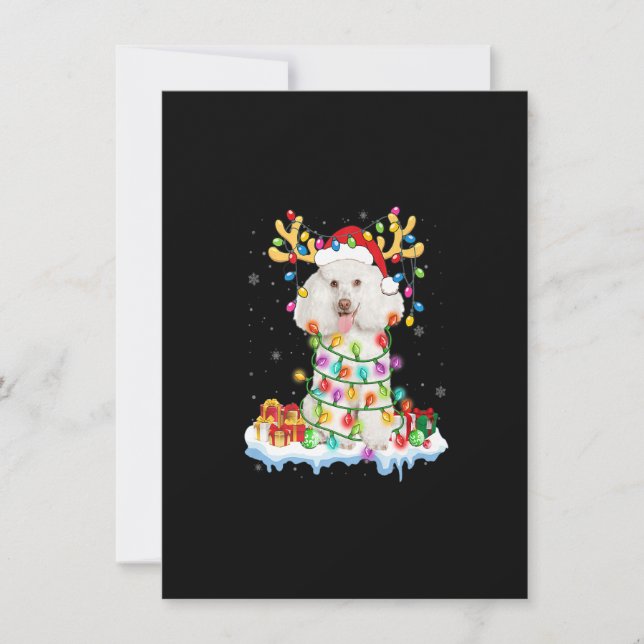 Poodle Santa Reindeer Christmas Shirt Funny Dog Xm Invitation (Front)