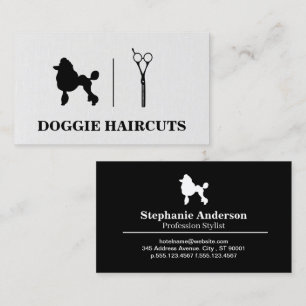 Poodle   Scissors Logo   Grooming Business Card