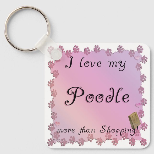 Poodle Shopping Key Ring (Front)