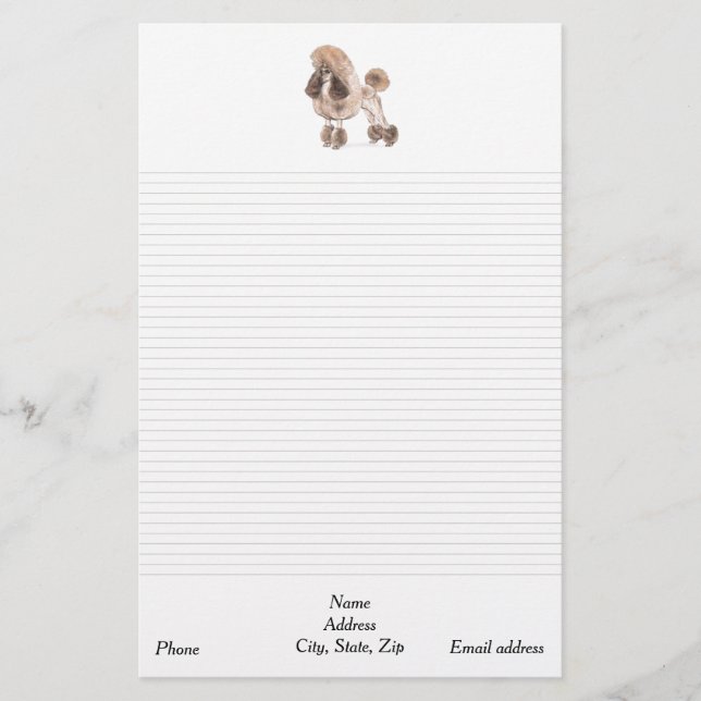 Poodle - Show Coat: Lined & Address Stationery (Front)