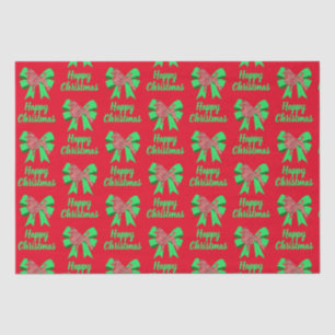 Poodle Silhouette Red Christmas Dog & Green Bow Tissue Paper