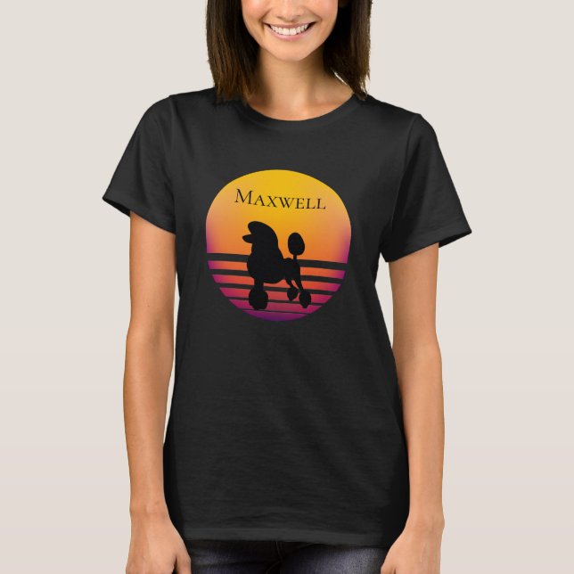 Poodle Silhouette Sunset Colours T-Shirt (Front)