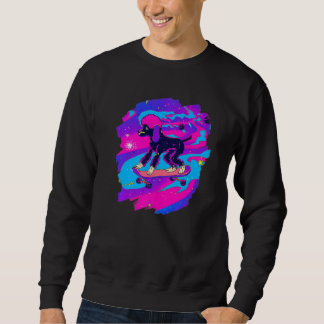 Poodle Skateboarding in Outer Space Retro Vintage  Sweatshirt