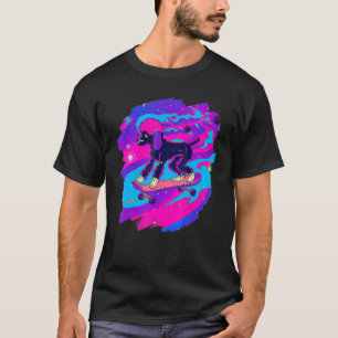 Poodle Skateboarding in Outer Space Retro Vintage  T-Shirt
