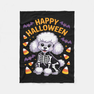 Poodle Skeleton Happy Halloween Fleece Blanket